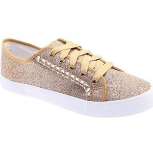Jack Rogers Carter Gold Glitter Lace-up Sneaker